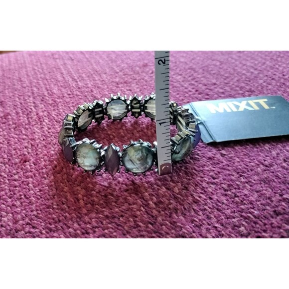 Mixit Stretch Bracelet Purple Silver Beads Jewelry OS Birthstone Fashion Costume - Picture 4 of 15